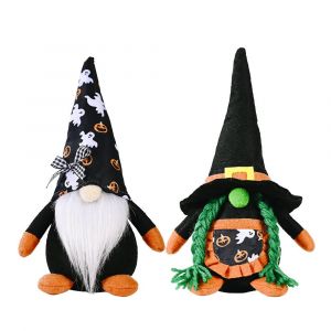 Lot de 2 nains de jardin suédois en peluche pour Halloween, 23 x 7 cm, décoration de table à suspendre pour Halloween - Neuf