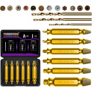 JEXNOVASHOP-9 Pi&egrave;ces kit Extracteur de Vis Cass&eacute;e en Alliage Titane, Duret&eacute; 80 HRC, Fabriqu&eacute; en HSS 6542, Extracteur de Vis D&eacute;nud&eacute;, Extracteur de Petite Vis Pour Percer et Enlever des Vis Endommag&eacute;es - Neuf