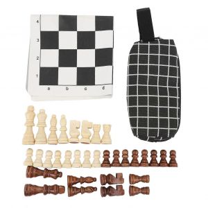 Jeu D'&eacute;checs Enroulable En Cuir Pu, Pi&egrave;ces En Bois, Jeu D'&eacute;checs Portable Avec Sac De Rangement-Noir - Neuf