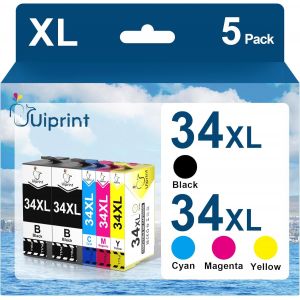 34XL Cartouche d'encre Compatible Epson 34 XL pour Workforce Pro WF3725DWF WF3720DWF WF-3725DWF WF-3720DWF WF3725 WF3720 3720DWF 3725DWF(5-Pack) - Neuf