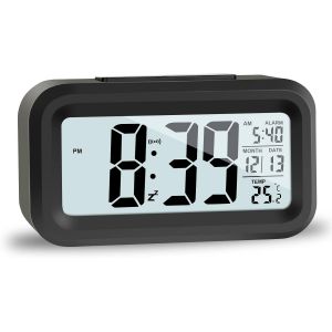 KAL-Lcd Horloge Digitale Réveil, Réveil De Voyage Avec Température Date Snooze, Horloge Numérique Sans Tic-Tac Pour Chambre Bureau De La Famille - Neuf