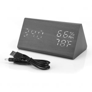 HJLIAN Reveil numerique multifonction avec affichage LED de l'heure, de la temperature et de l'humidite pour chambre a coucher - Neuf