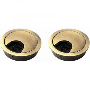 2024 2 Pièces Noble Passe de câble 60 mm | Cache-câbles pour bureaux,bureaux et plans de travail | Matériel : alliage de zinc (bronze) - Neuf