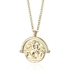 18k Or Lune Étoile Lion Mauvais ?il Pendentif Collier Médaillon Trombone Chaîne Ras De Cou Superposition De Bijoux - Neuf