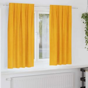 Vidaxl Rideaux 2 Pcs Jaune Moutarde 140 X 175 Cm Velours - Neuf