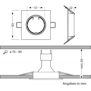 Tianyi-6 Pièces Cadre D'encastrement Pour Plafond Rir Cadre D'encastrement Noir Mat Angulaire Pivotant (Led/Halogène/Gu10/Mr16/Par16/50mm) Incl. Douille Gu10 - Neuf