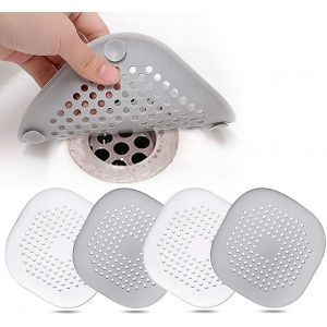 Cr&eacute;pine de protection de drain en silicone avec ventouses - Lot de 4 - Neuf