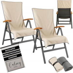 Ulteronixshop-Lot De 2 Housses De Protection Pour Chaise De Jardin &Agrave; Dossier Haut - 130 X 65 Cm - Avec Capuche - En Microfibre - L&eacute;g&egrave;res - Pour Chaises De Jardin, De Camping - Beige - Neuf