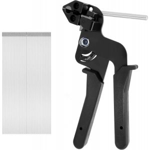 VornixorSarlshop-300 pi&egrave;ces attaches de c&acirc;ble en acier inoxydable et pistolet &agrave; attaches m&eacute;talliques, outil d'attache de c&acirc;ble pour verrouiller et couper les colliers de serrage inox (300 * 4,6mm) - Neuf