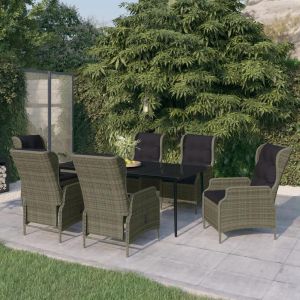 Prolenta Premium - Ensemble À Manger De Jardin 7 Pcs Marron - Neuf