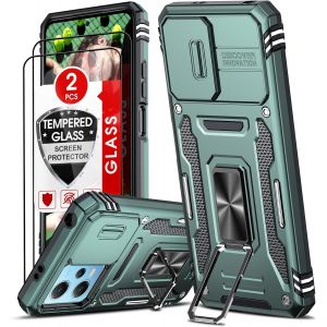 Kal-Coque Pour Xiaomi Redmi Note 12 5g(Pas 4g),Poco X5 5g Protection Caméra Et Anneau Support Avec Lentille Coulissante Couverture, Étui De Pc Dur Et Tpu Silicone Cover Antichoc Housse-Vert Foncé - Neuf