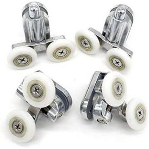 Poulies de fixation pour porte de douche chromées - 2 en haut et 2 en bas - Compatible avec verre de 4 à 6 mm - Neuf
