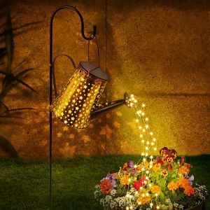 Arrosoir solaire avec lumières, arrosoir avec guirlande LED, arrosoir en métal étanche avec crochet, lumières de paysage, lumières pour jardin, patio, cour, pelouse, chemin - Neuf