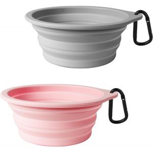 Gamelle Pliable En Silicone Pour Chien, Sans Bpa, Lavable Au Lave-Vaisselle, Portable, Pliable Et Extensible, Pour Chien, Avec 2 Mousquetons - Neuf