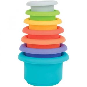 Gobelets De Bain Empilables - Nuby - Silicone - 5 Couleurs - 5 Formes - Neuf