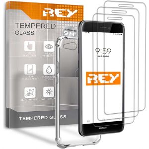 LORANKA-[Lot de 3] Verre Tremp&eacute; et Coque Anti-Shock pour Huawei P8 Lite 2017, Verre tremp&eacute; et Silicone TPU Haute r&eacute;sistance - Neuf