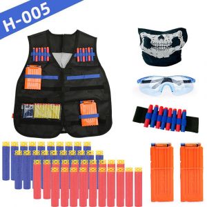 Kit De Gilet Tactique Pour Enfants,S&eacute;rie De Pistolets Nerf,Recharge De Fl&eacute;chettes,Clips De Recharge,Masque Tactique,Bracelet Et Lunettes De Protection,Jouets Gilet Nerf - Type H005 #B - Neuf