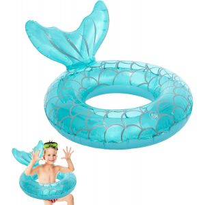 Bouée De Natation Sirène Bleue Pour Enfants, Bouée Gonflable Durable, Tube Flottant Pour Enfants De 5 À 9 Ans, Anneau Flottant En Caoutchouc Pour Fête D'été À La Piscine - Neuf