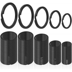 ERYI-Lot De 100 Anneaux Porte-Clés - 5 Tailles - 30 Mm, 28 Mm, 25 Mm, 20 Mm, 15 Mm - Pour Bricolage, Artisanat, Bricolage - Noir - Neuf
