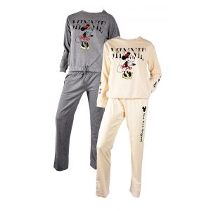 Pyjama Femme Minnie En Coton -Chaleur,Douceur Et Confort- Pack De 2 Pyjamas Hu3548 Doublé Polaire - Neuf