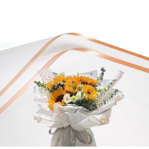 Lot De 20 Feuilles De Papier Cadeau À Bords Dorés - Fournitures Imperméables Pour Bouquet De Fleuriste - Fournitures Pour Loisirs Créatifs, Emballage Cadeau - 58 X 58 Cm (Blanc) - Neuf