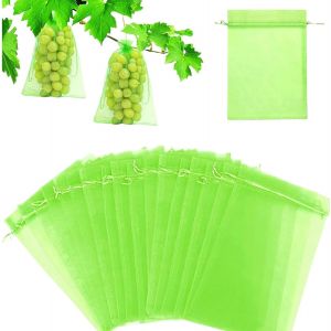 LETNERNY-Lot De 50 Sacs De Protection Pour Fruits, Filet De Protection Des Fruits Verts, Filet D'Insectes Pour Légumes, Cage À Fruits, Cadeau En Organza Vert B-Ag En Organza, P-Rotection Des Plantes, - Neuf