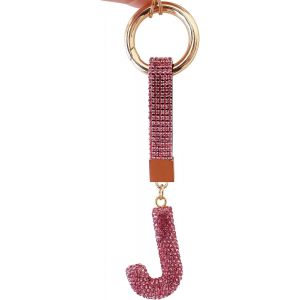 KAL-Porte Clef Lettres Pour Femmes Et Filles, Porte-Clés Rose, Accessoires Brillants Pour Clés/Clés De Voiture/Sacs À Dos Et Sacs À Main, Cadeaux Pour Femmes - Neuf