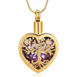 Kal-Colliers Urne Funéraire En Forme De Coeur Pour Les Cendres Pour Femmes Bijoux Fleur Mémorial Mini Keepsake Cendres Pendentif Creux - Neuf