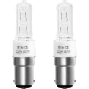 2 Pack Ampoule Halog&egrave;ne B15d 150w Dimmable,Blanc Chaud 2700k,2870lm,Ac 230v,Lampe Halog&egrave;ne Transparente,Socle En C&eacute;ramique,Pour Plafonnier,Lustre Lampes,Machine &Agrave; Coudre,Applique - Neuf