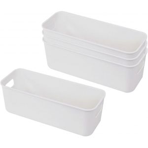 Subzonal-4 Pcs Boite Rangement Plastique, Panier De Rangement, Bac De Rangement Plastique, Boite Rangement Portable, Pour Cuisine, Salle De Bain, Placard, Bureau, Maquillage - Neuf