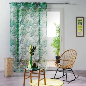 Rideau Voile - Carvenao - Vert - 140x240 Cm - 8 Oeillets M&eacute;tal - Neuf