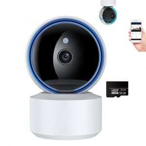 Cam&eacute;ra de s&eacute;curit&eacute; filaire 1080p avec vision nocturne, carte m&eacute;moire 32 Go, d&eacute;tection de mouvement, audio bidirectionnel, compatible Alexa - Neuf
