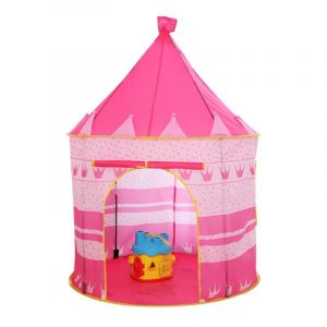 Tente De Jeu Pour Enfants, Ch&acirc;teau Rose Pour Filles, Utilisable &Agrave; L'int&eacute;rieur Et &Agrave; L'ext&eacute;rieur, Avec &Eacute;toiles Phosphorescentes, Pliable Et Fournie Avec Un Sac De Transport. - Neuf