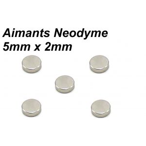 Lot 5 Aimant Neodyme Neodium Disque Rond Fort Puissant Super Magnet 5mm X 2mm - Neuf