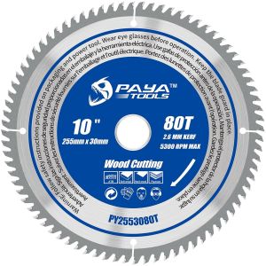 PY2553080T Lame de scie circulaire,diamètre : 255 x 30 mm,80 dents,accessoires,scie,bricolage,coupe du bois de chauffage,pour palettes,bois avec clous,etc - Neuf