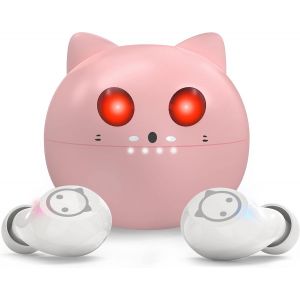 Écouteurs Rose Sans Fil Écouteurs Bluetooth In-Ear 36H Playtime Cartoon Écouteurs Étanches Avec Microphone, Mode Simple/Jumeau, Contrôle Tactile, Convient Pour Les Filles Femmes Entraînement Sport - Neuf