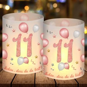 12 Photophores D&eacute;coratifs Anniversaire pour 11 Ans,D&eacute;coration de Table 11ans Happy Birthday,Deco Anniversaire 11 Ans Femme Homme pour Lumi&egrave;res de th&eacute; et Bougies - Neuf
