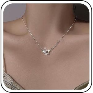 Kales-Collier Pendentif &Eacute;toile En Cristal Collier Choker &Eacute;toile En Argent Collier Chaine &Eacute;toile En Cz Petit Collier &Eacute;toile Collier Chaine &Eacute;toile Creuse Minuscule Collier &Eacute;toile En Strass - Neuf