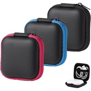 LORANKA-3 Pcs Mini &eacute;tui de Rangement pour &eacute;couteurs,&eacute;tui de Protection pour Casque, &eacute;tuiepour Casques d'&eacute;coute Filaires, C&acirc;bles, Cl&eacute;s et Cartes M&eacute;moire - Neuf