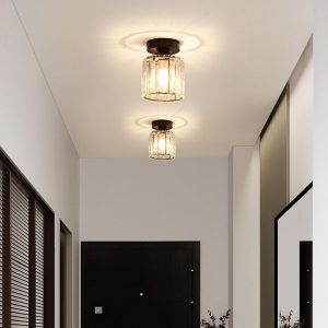 Kal-Plafonnier Chambre En Cristal, Lustre Salon Moderne, Eclairage Tricolore, Suspension Pour Salon, Salle À Manger, Balcon, Entrée (2pcs,Noir) - Neuf