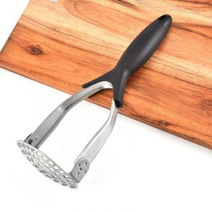 Presse-Purée En Acier Inoxydable Épais Poli Miroir, Broyeur De Fruits Et Légumes Avec Poignée Confortable En Silicone Antidérapante Pour Une Prise En Main Facile (1 Paquet) - Neuf