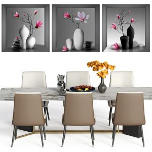 3 Pi&egrave;ces Stickers Muraux Vase 30x30cm,Stickers Muraux 3D Pour Vases,3D Sticker Mural Plantes,Vases Sticker Mural,Autocollant Mural Vase 3D pour Salle de Bain,Salon,Cuisine - Neuf