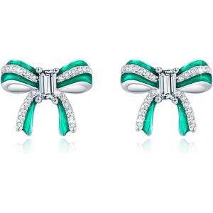 Chenquansarl-Boucles D'oreilles Noeud Pour Femme En Argent Sterling 925 Avec Noeud En Zircon - Cadeau Pour Filles Et Femmes, Argent Sterling - Neuf