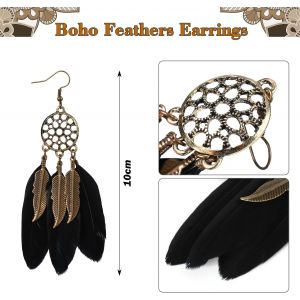 Bijoux Tribaux Set, Pi&egrave;ces Cheveux En Plumes Boh&egrave;me Pour Femmes, Extensions De Cheveux Indienne, Collier Ras Du Cou En Cuir, Boucles D'oreilles Attrape-R&ecirc;ves Pour Halloween Carnaval Mascarade - Neuf
