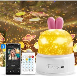 Veilleuse Enfant Projecteur Ciel Etoile, 360&deg; Rotation Rechargeable Veilleuse B&eacute;b&eacute; 80 Modalit&eacute;s 8 Musique, Bluetooth Veilleuse Etoile Pour Cadeau B&eacute;b&eacute; Avec Minutage Telecommand&eacute; - Neuf