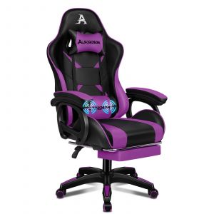ALFORDSON Chaise Gaming avec Chaise Bureau de Massage Lombaire &agrave; 2 Points Violet - Neuf