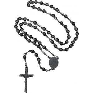Tianyi-Collier Chapelet Catholique En Acier Inoxydable Pour Femme Homme, Chaîne De Rosaire 66cm Avec Médaille De Vierge Marie Et Pendentif Crucifix, Cadeau Bijou Pour Communion Et Baptême - Neuf