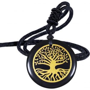 Collier En Obsidienne Ronde Avec Cordon Ajustable, Pendentif De Cristal, Bijoux Unisexe En Quartz, Pierre Porte-Bonheur Pour Protection Bonne Chance[Col9220281] - Neuf
