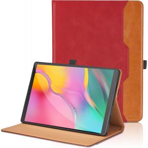 Coque Pour Samsung Galaxy Tab A 10,1'' T510/T515 2019 Pu Cuir Cover Tablette Housse De Protection, Multi-Angle &Eacute;tui Avec Poche Pour Samsung Galaxy Tab A 10,1 2019 - Rouge - Neuf