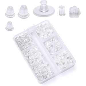 Mevronisshop-Fermoir Boucle D'oreille Silicone,600 Pcs Fermoir Boucles D'oreilles Souple En 6 Styles,Attache Boucles D'oreille Silicone Avec Fermeture De S&eacute;curit&eacute;,Hypoallerg&eacute;niques,Avec &Eacute;tui De Range - Neuf